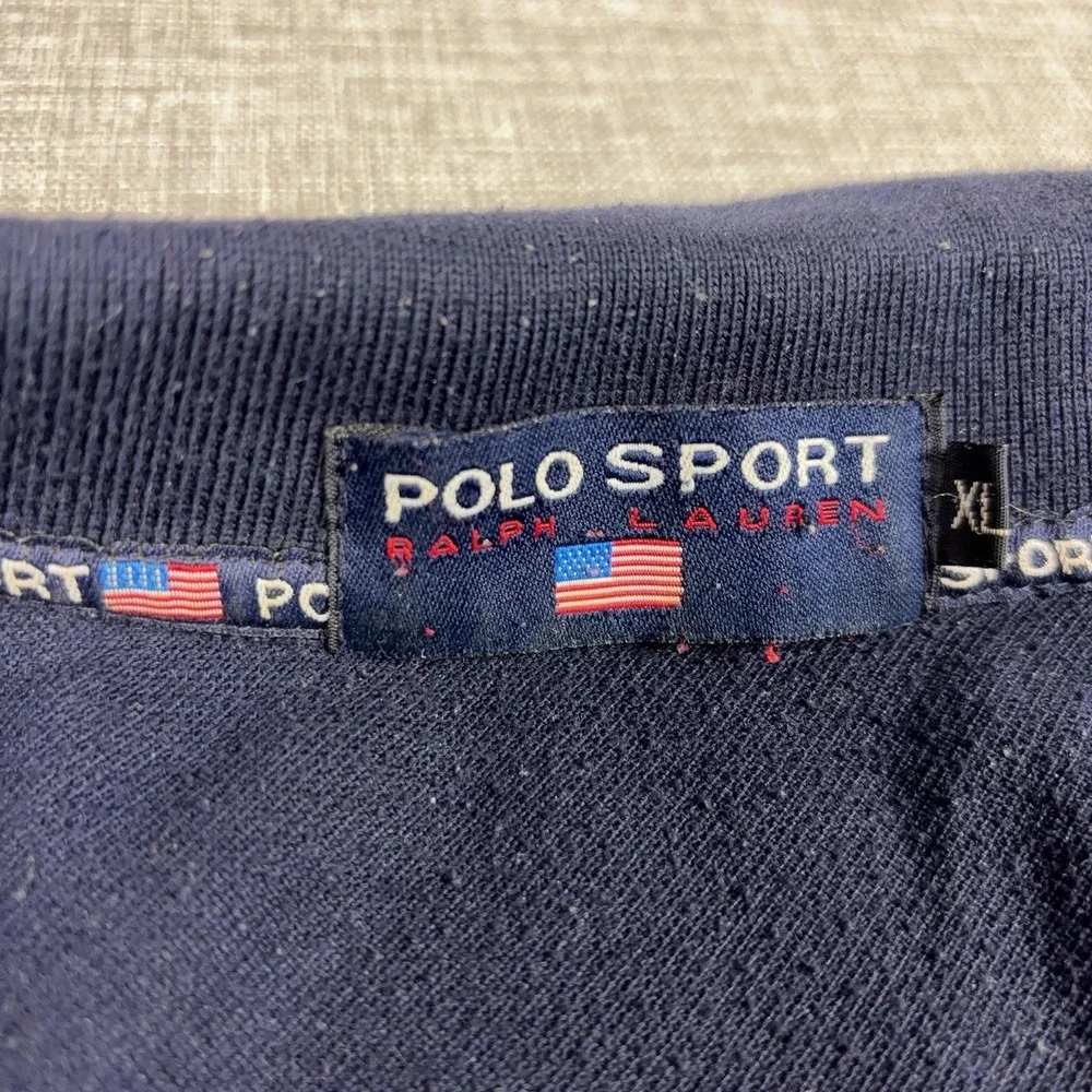 Vintage Polo Sport Ralph Lauren 80s Shirt Mens XL Blue Cotton Knit Long Sleeve